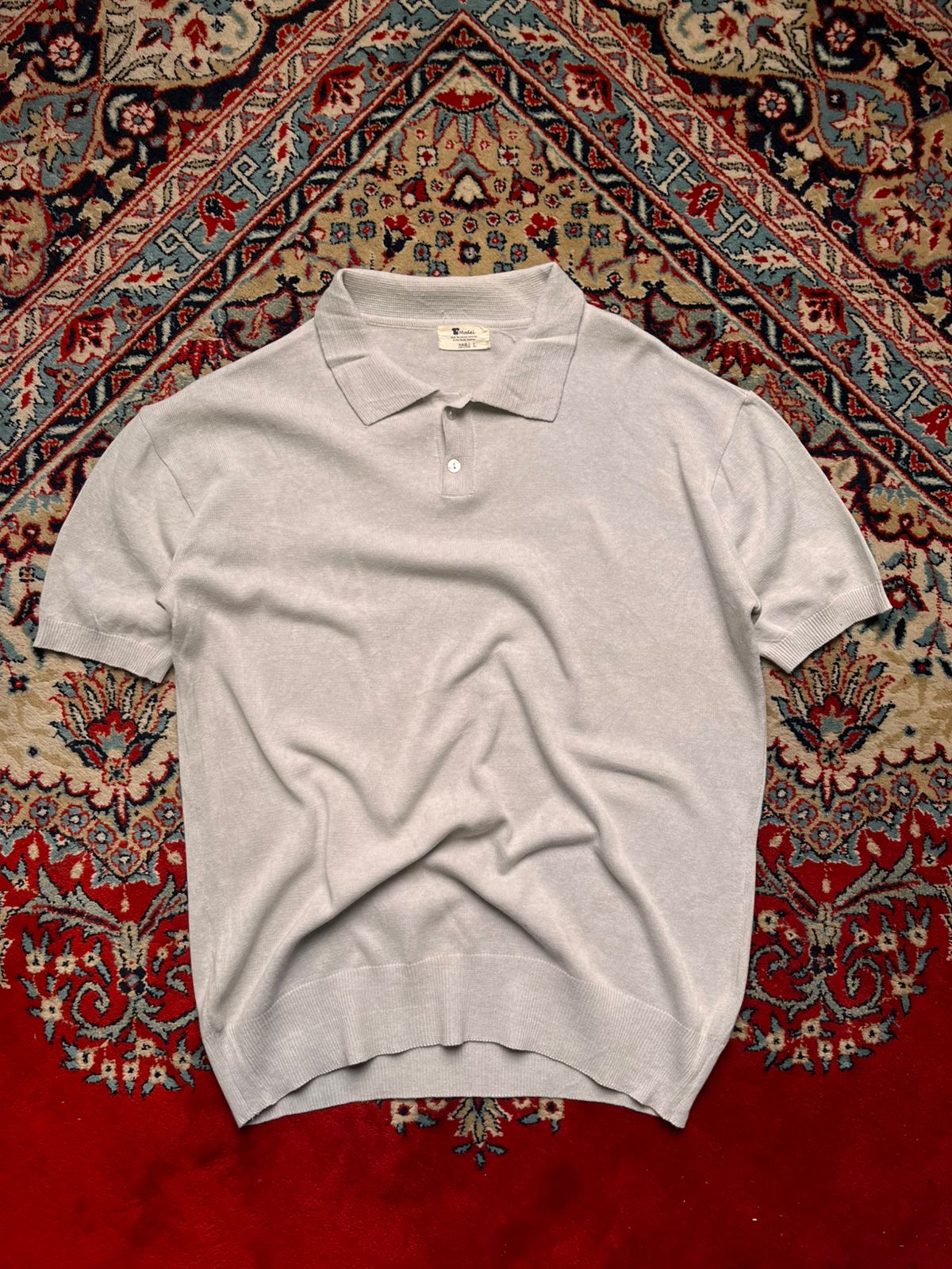 Vintage MODEL Korean Style Knit Polo Tee - L