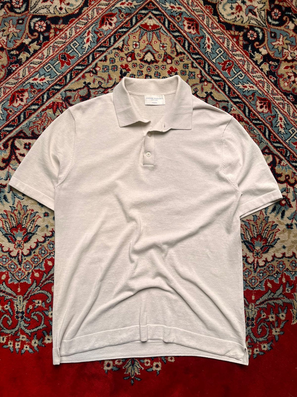 Polham Machine Washable Beige Knit polo tee - L
