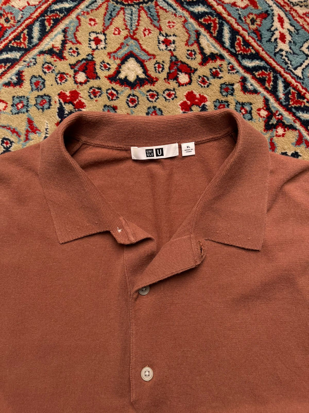 Uniqlo U Lemaire Collection Terracotta Brown Knit polo tee - XL