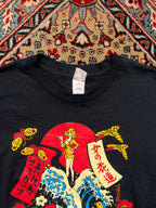 Gildan Softstyle Japanese Art CROPPED OVERSIZED Graphic Black tee - S
