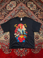 Gildan Softstyle Japanese Art CROPPED OVERSIZED Graphic Black tee - S