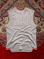 Jordan 23 Silver Red Mesh Basketball Training Jersey - L