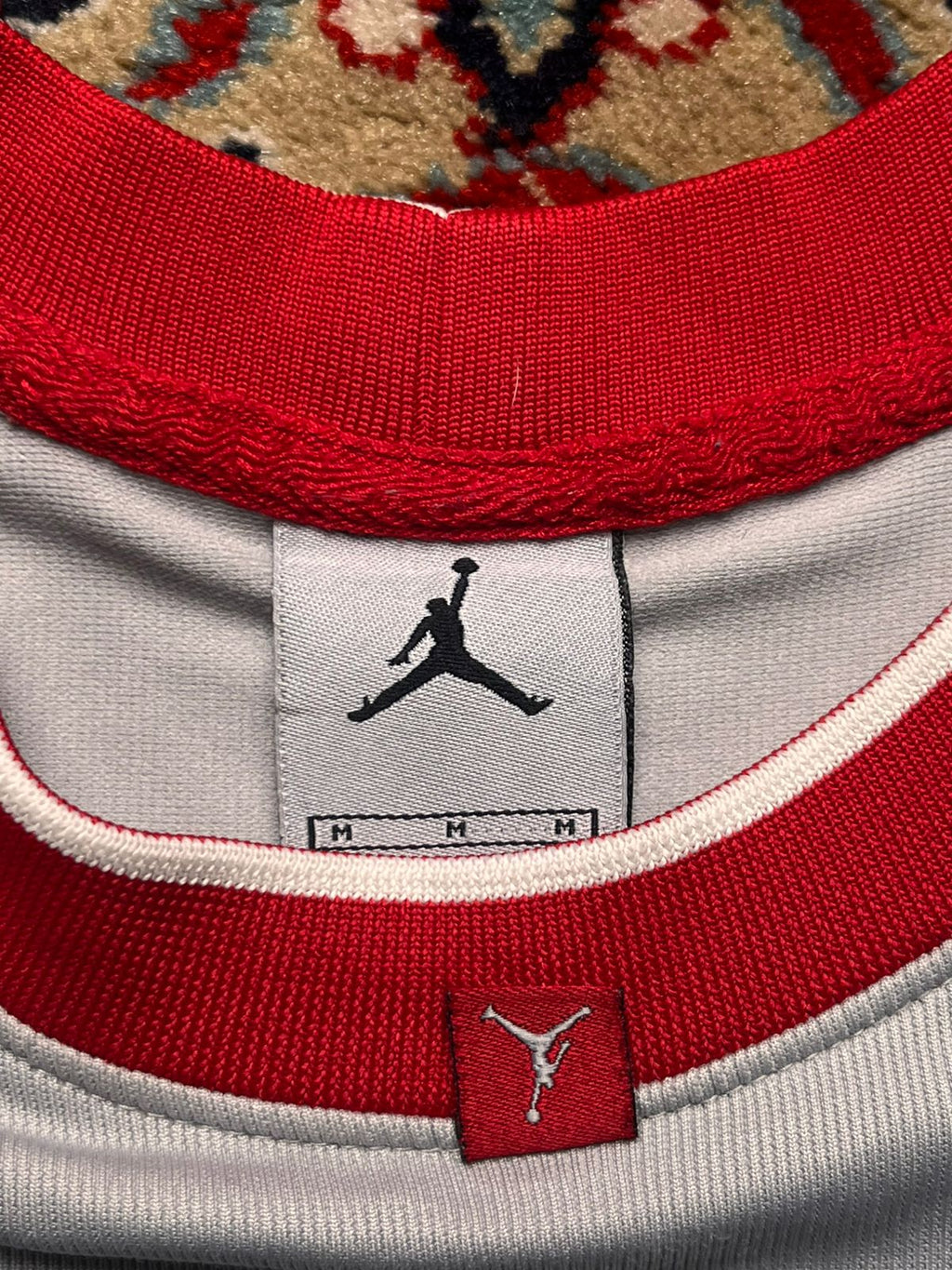 Jordan 23 Silver Red Mesh Basketball Training Jersey - L