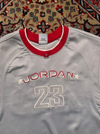 Jordan 23 Silver Red Mesh Basketball Training Jersey - L