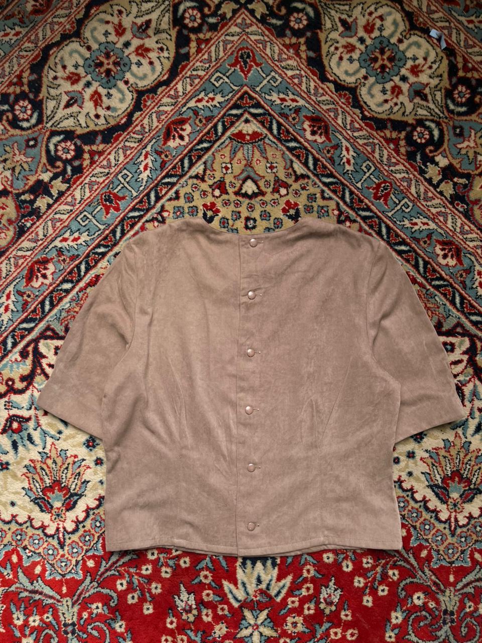 Vintage Miwa Japan Womens Faux Suede Blouse - L