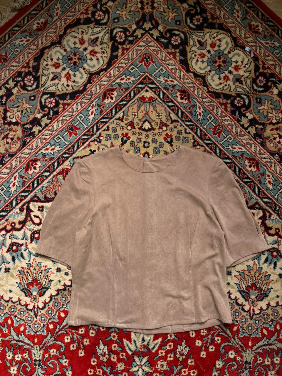 Vintage Miwa Japan Womens Faux Suede Blouse - L
