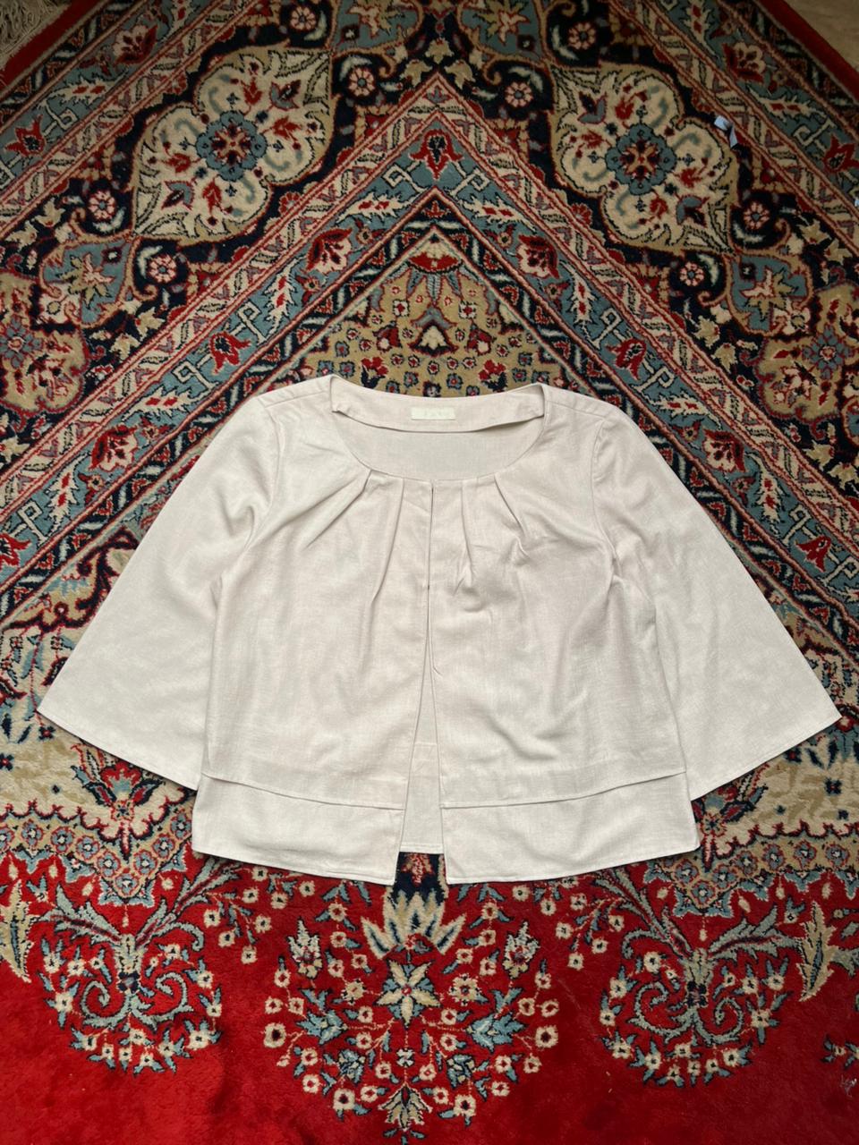 fmt Japan Womens Pleated Crop Jacket Blouse - L