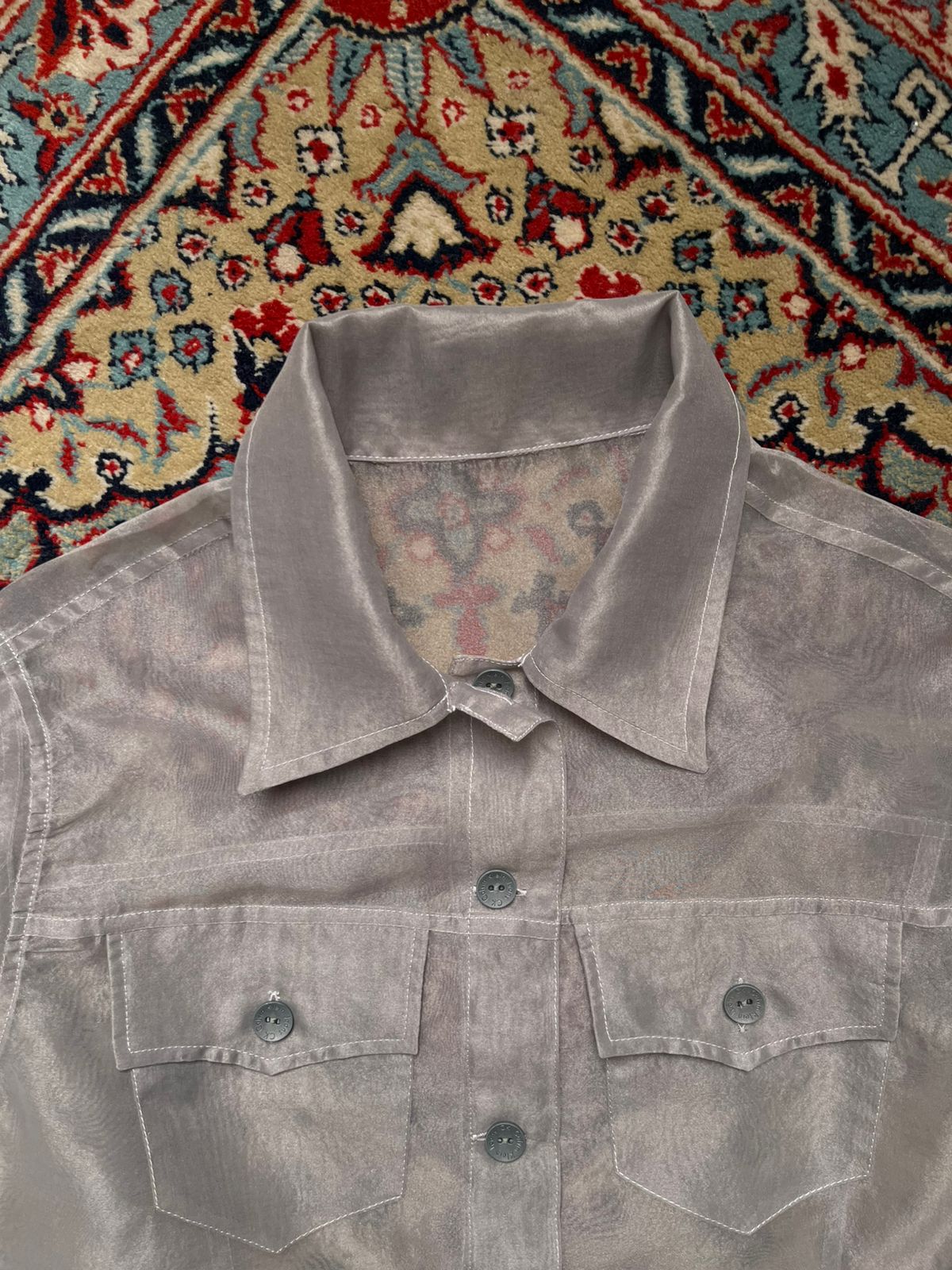 Calvin Klein Jeans Womens Organza Sheer Jacket Shirt - L
