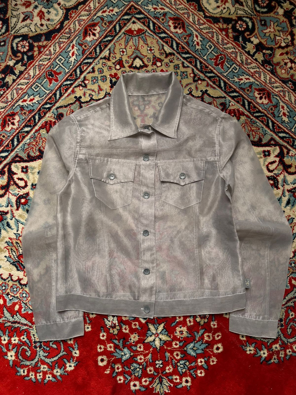 Calvin Klein Jeans Womens Organza Sheer Jacket Shirt - L