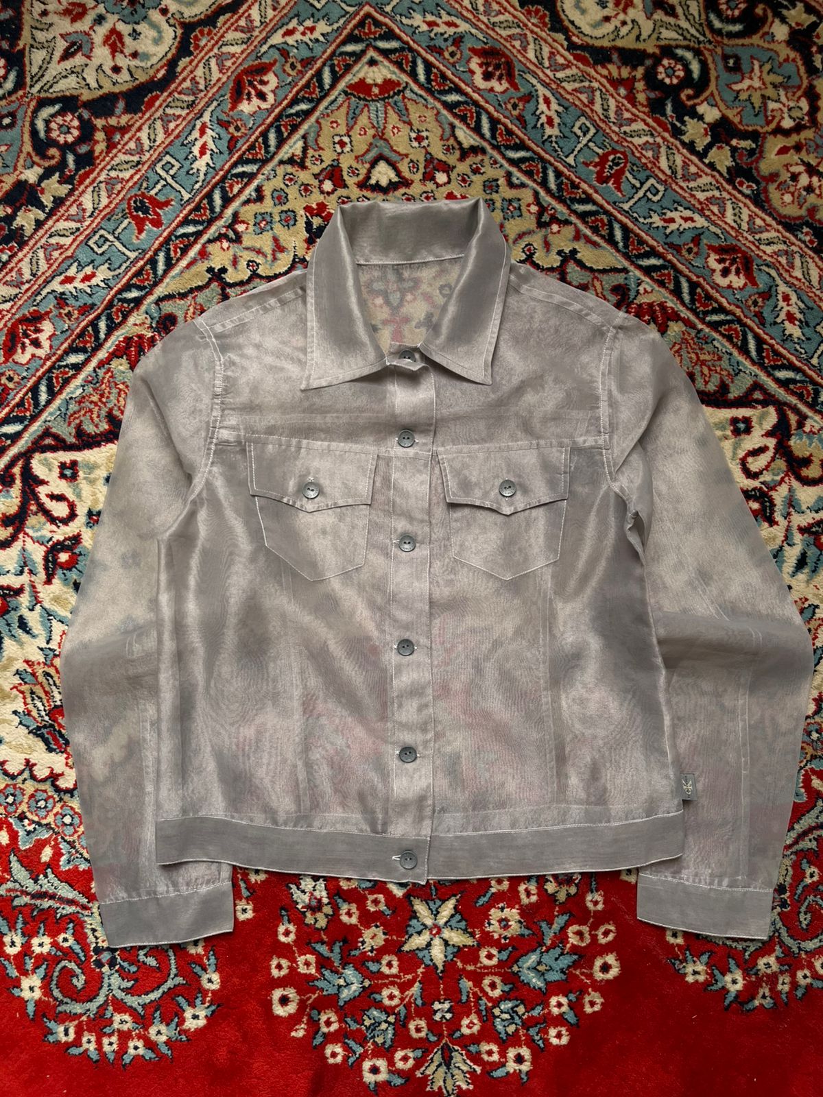 Calvin Klein Jeans Womens Organza Sheer Jacket Shirt - L