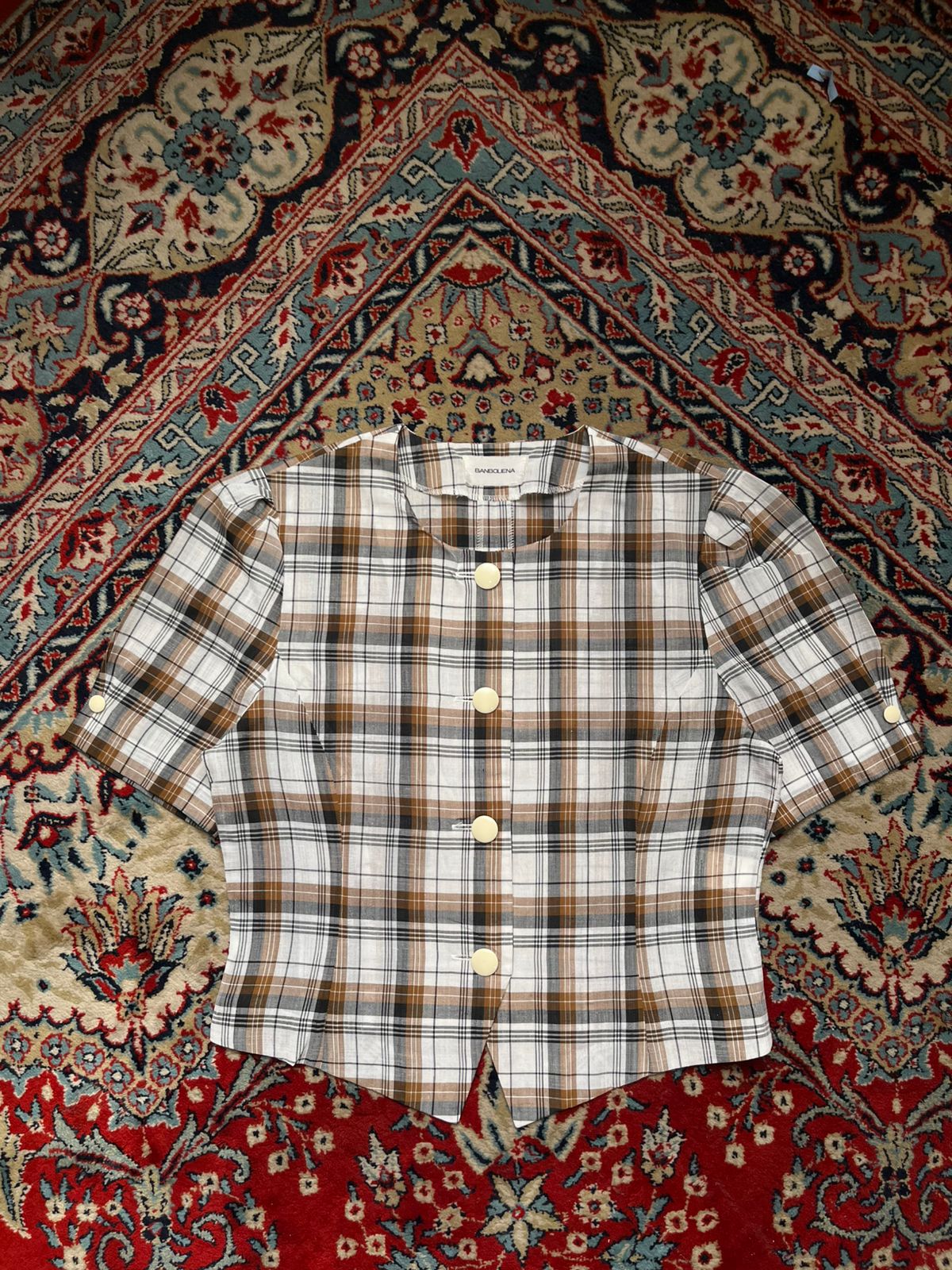 Vtg BANBOLIENA Crop Blouse - L