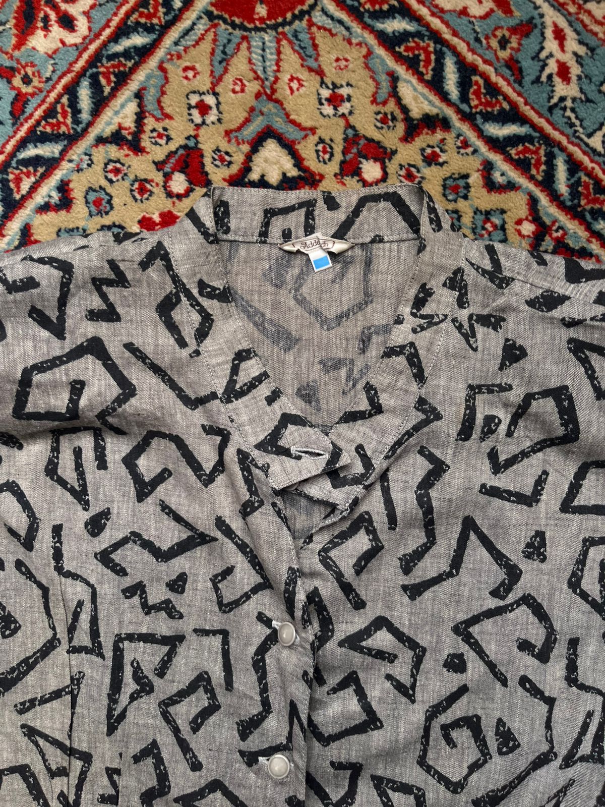 Vtg ADDENDA Renown Abstract Geometric Blouse - L