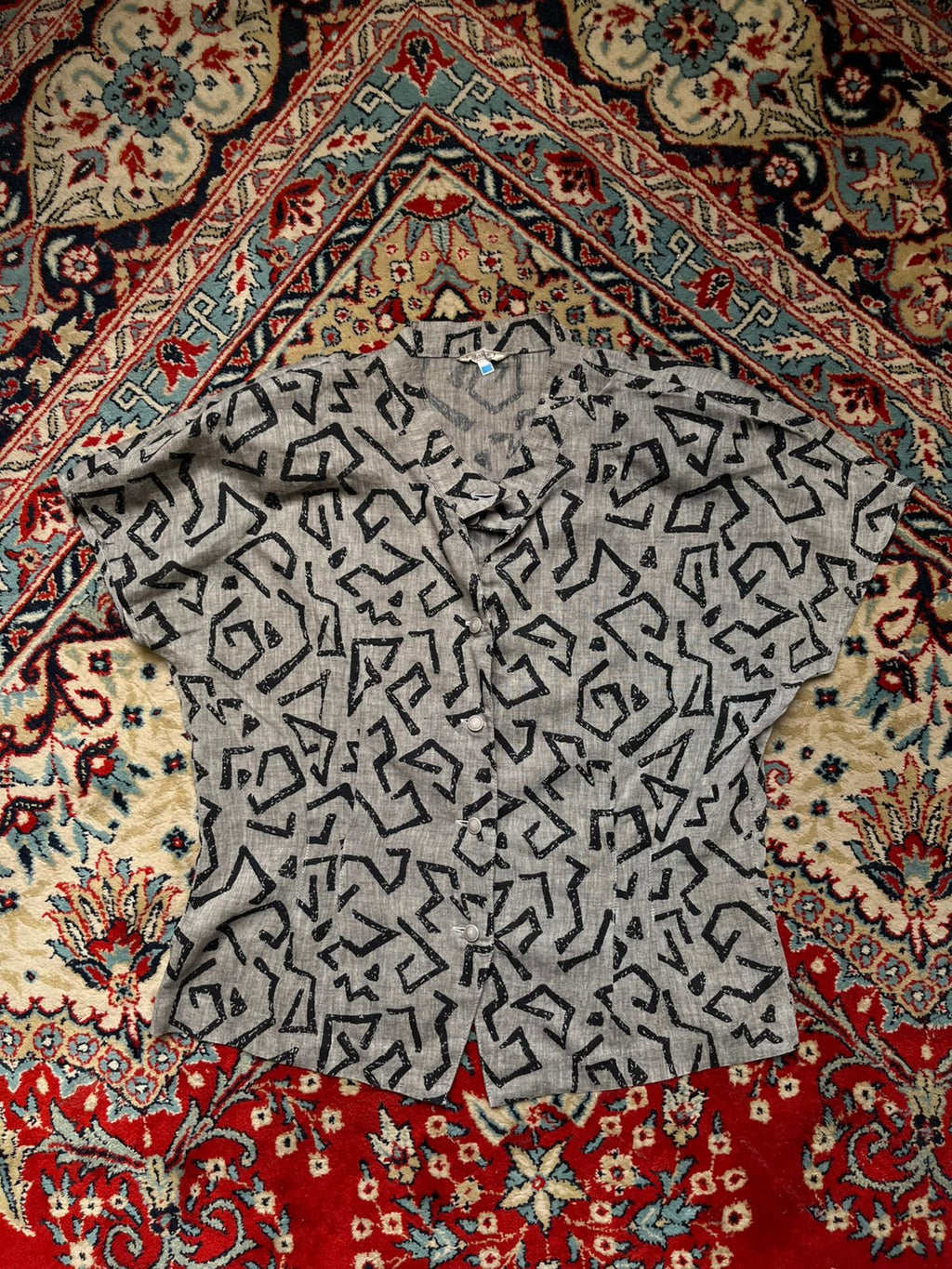 Vtg ADDENDA Renown Abstract Geometric Blouse - L