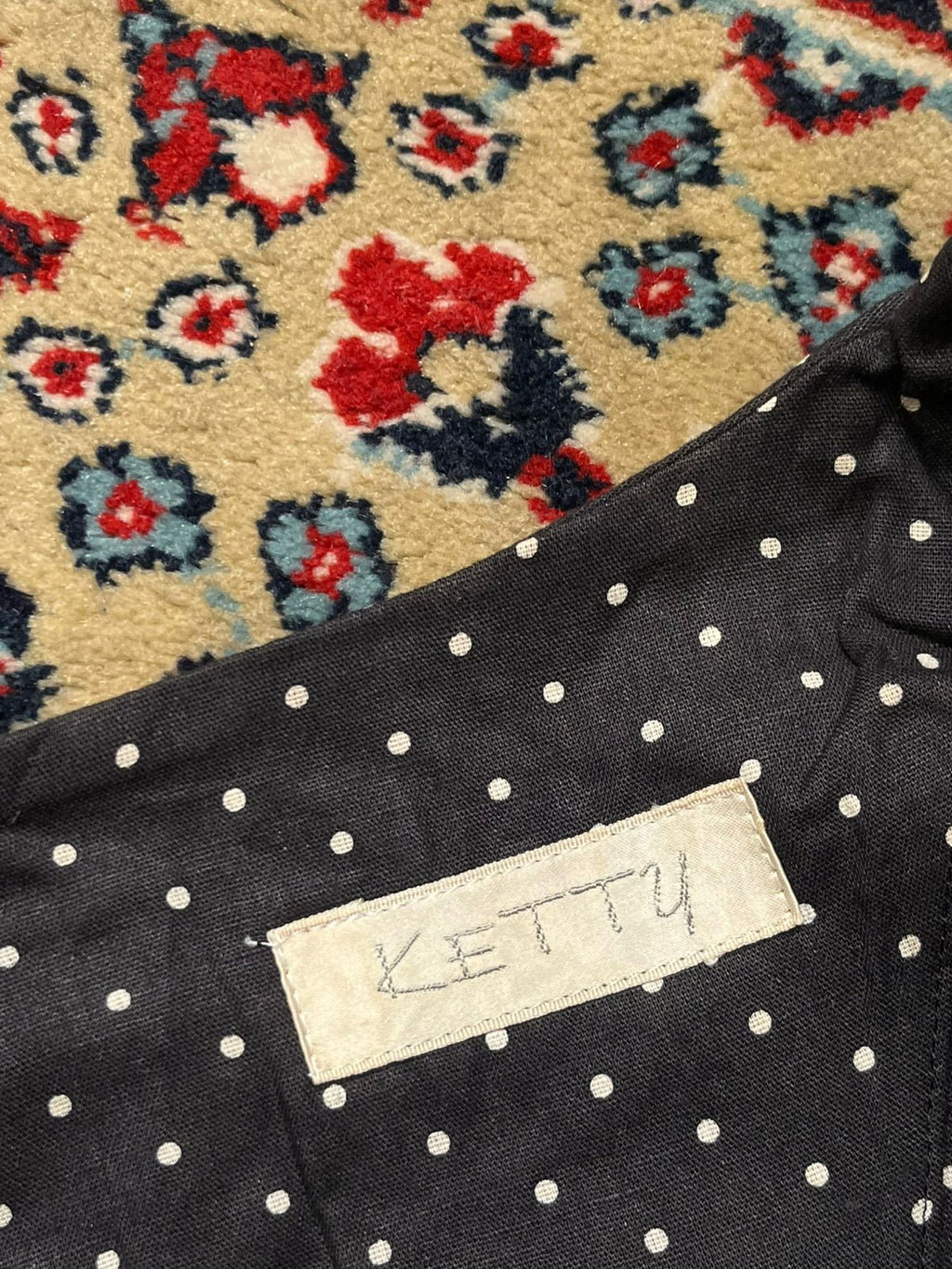 Vtg KETTY Polka Dot Peplum Blouse  - M