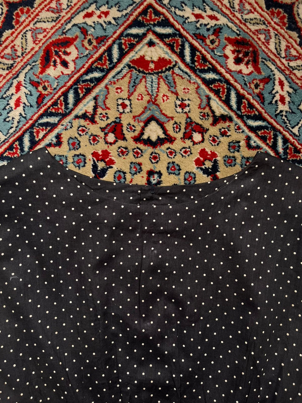 Vtg KETTY Polka Dot Peplum Blouse  - M
