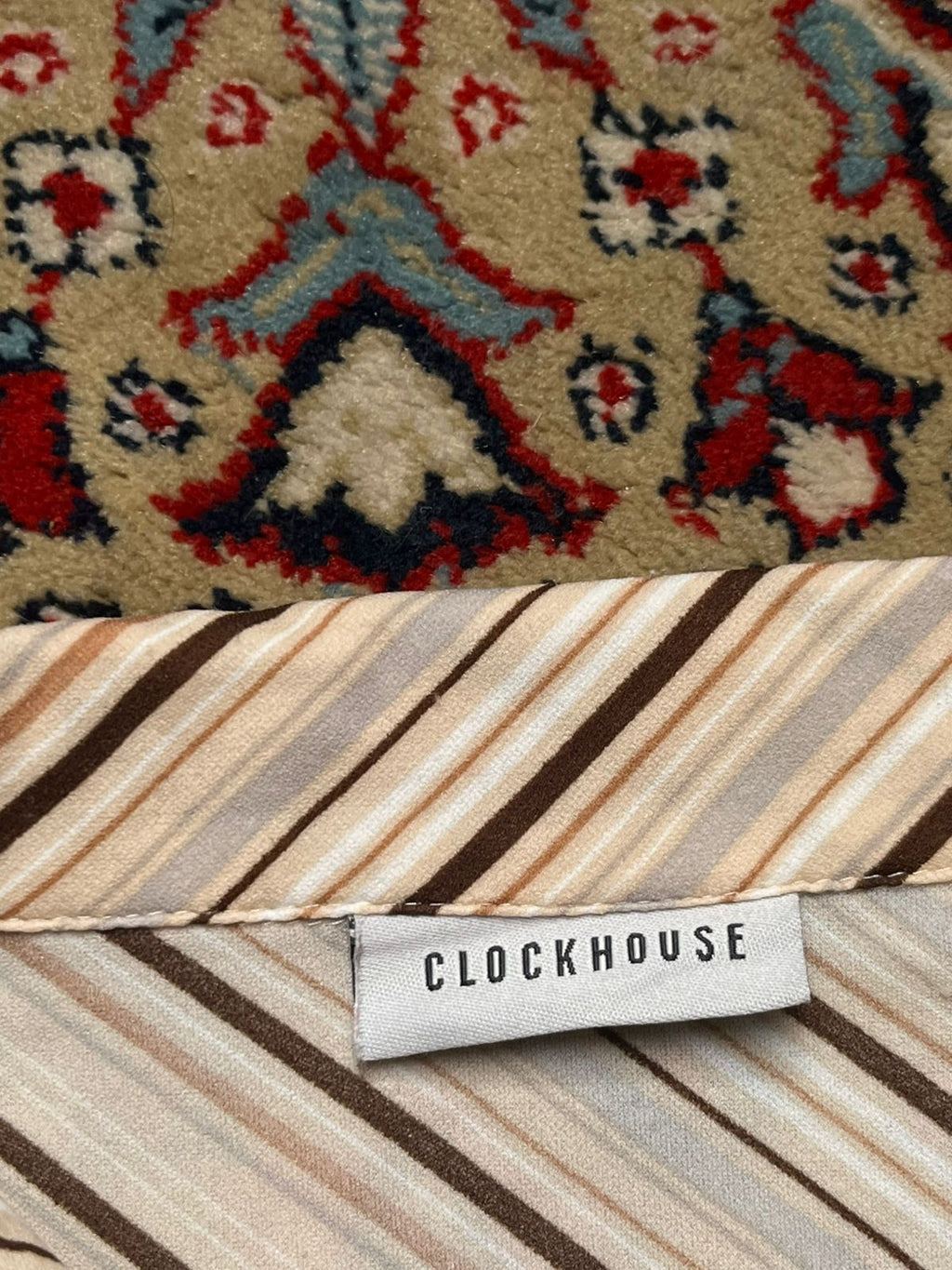 Vtg CLOCKHOUSE C&A Diagonal Striped Blouse - M