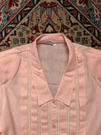 Vintage Rone Original Blouse Pink Pleated Linen Shirt - L