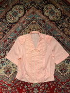 Vintage Rone Original Blouse Pink Pleated Linen Shirt - L