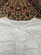 Vintage White Embroidered Japanese Made Blouse - L