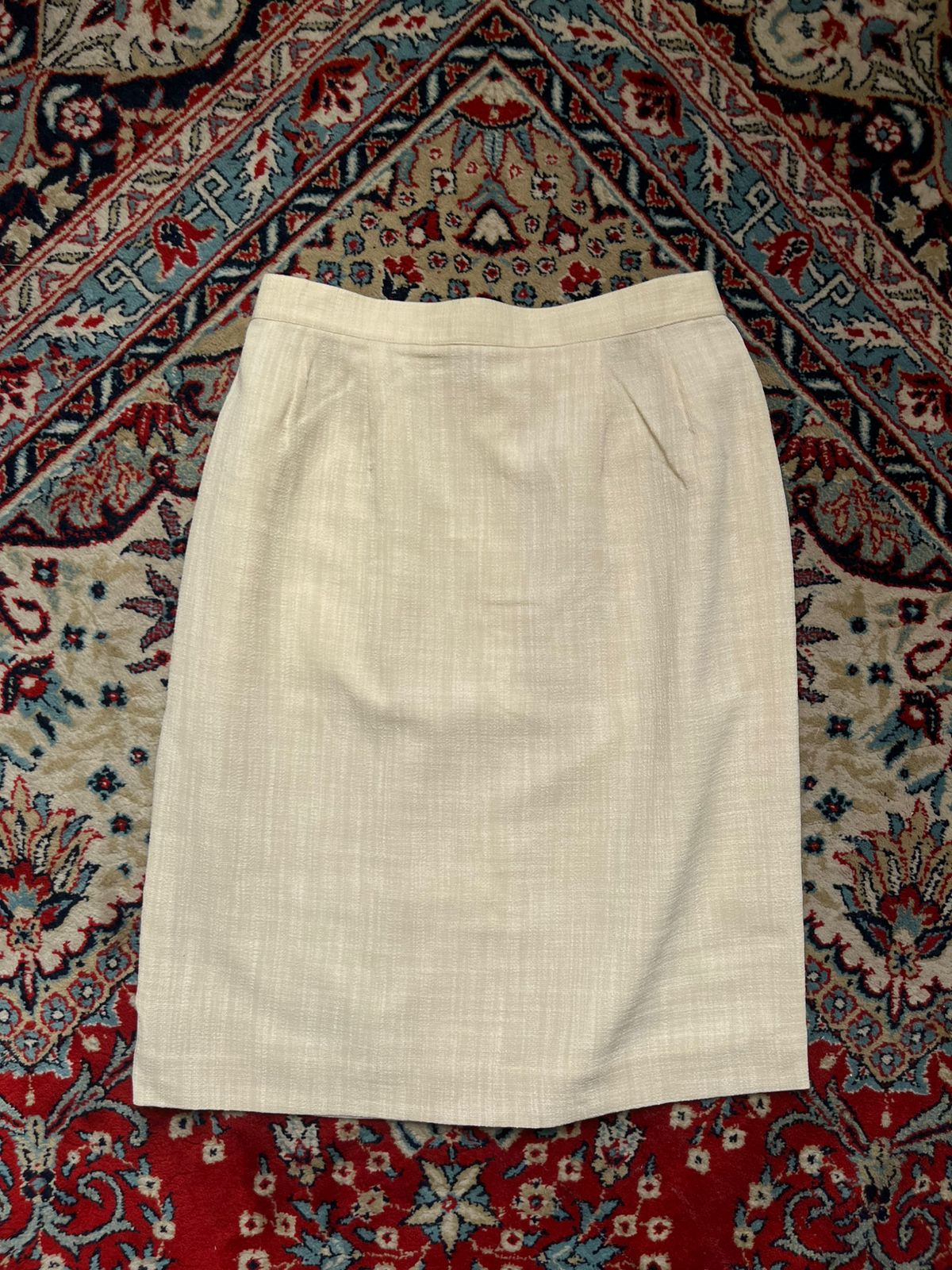VTG Cream Textured Slit Pencil Skirt - 26