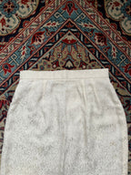 VTG White Floral Maxi Jacquard Rose Skirt - 24