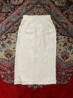 VTG White Floral Maxi Jacquard Rose Skirt - 24