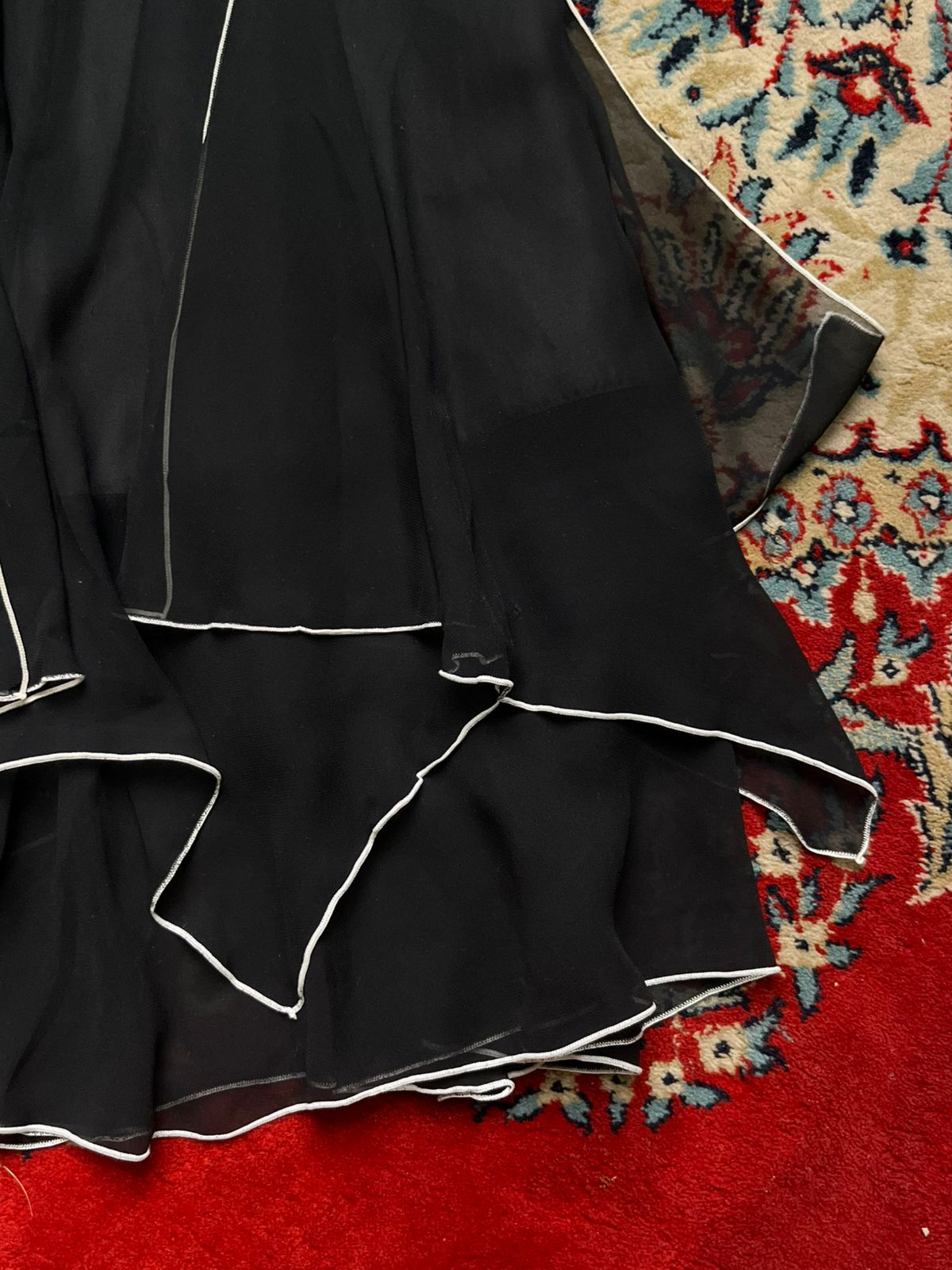 VTG Sanline Black Handkerchief Hem Maxi Skirt - 26