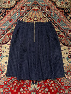 CURY Navy Blue Textured Check Pleated Skirt - 24