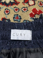 CURY Navy Blue Textured Check Pleated Skirt - 24