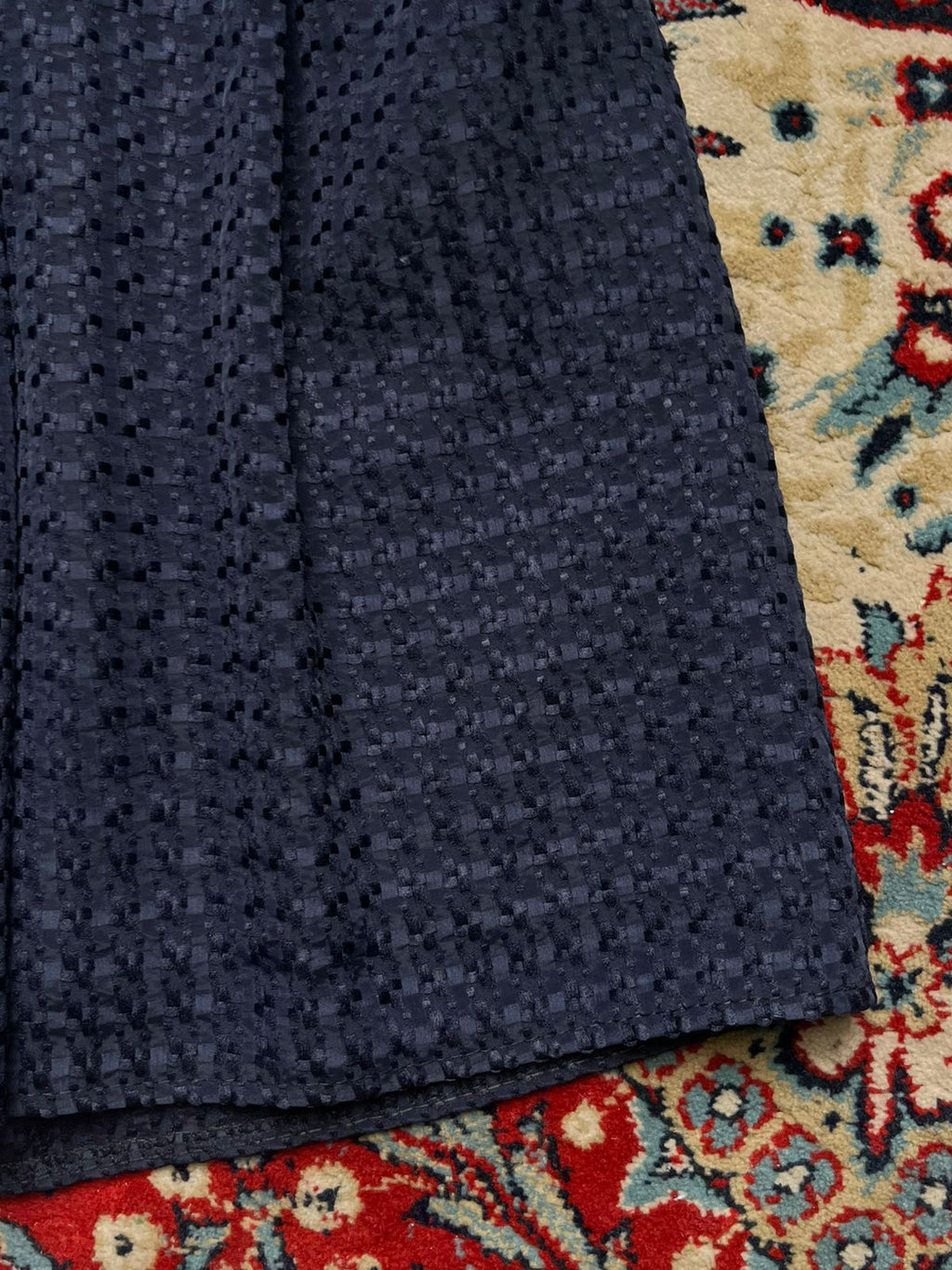 CURY Navy Blue Textured Check Pleated Skirt - 24