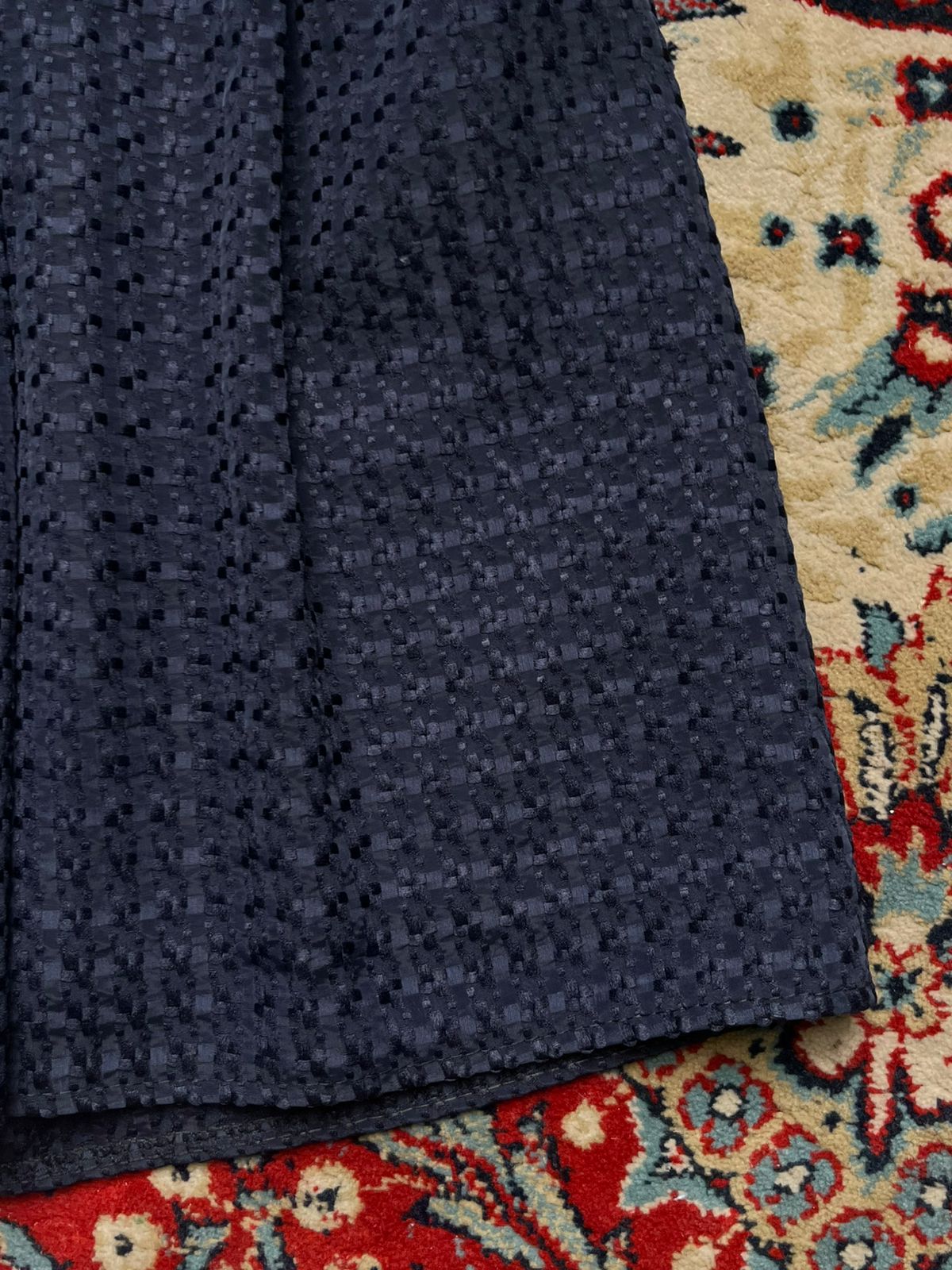 CURY Navy Blue Textured Check Pleated Skirt - 24