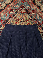 CURY Navy Blue Textured Check Pleated Skirt - 24