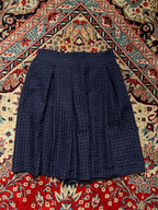 CURY Navy Blue Textured Check Pleated Skirt - 24