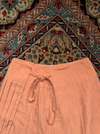 Vintage Japanese Pink Rayon Pleated Tie Waist Skirt - 26