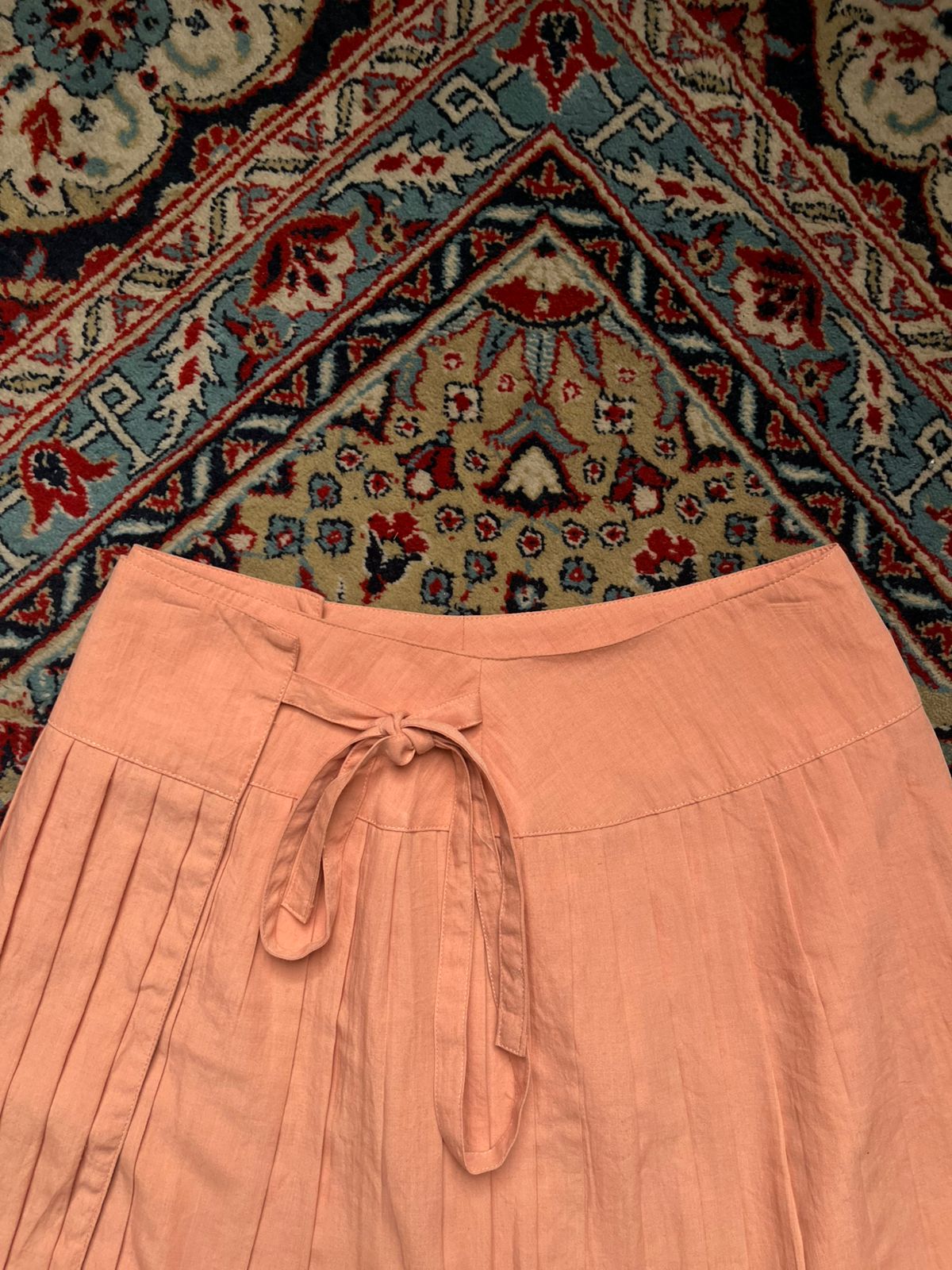 Vintage Japanese Pink Rayon Pleated Tie Waist Skirt - 26