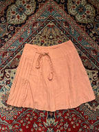 Vintage Japanese Pink Rayon Pleated Tie Waist Skirt - 26