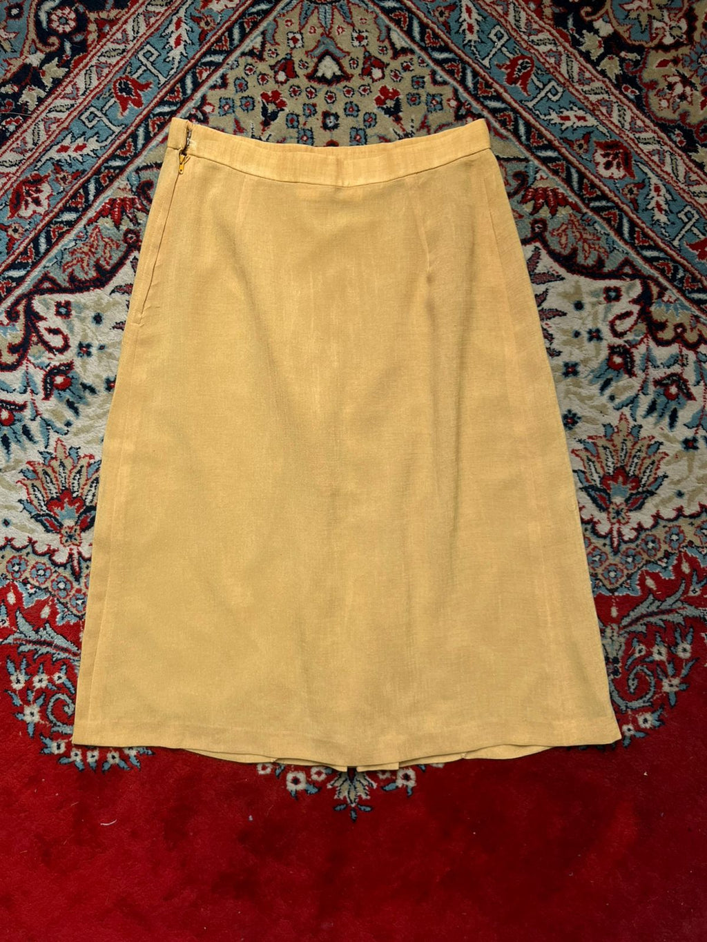 VTG IMAGINA YELLOW Textured Tweed Pleated Skirt - 28
