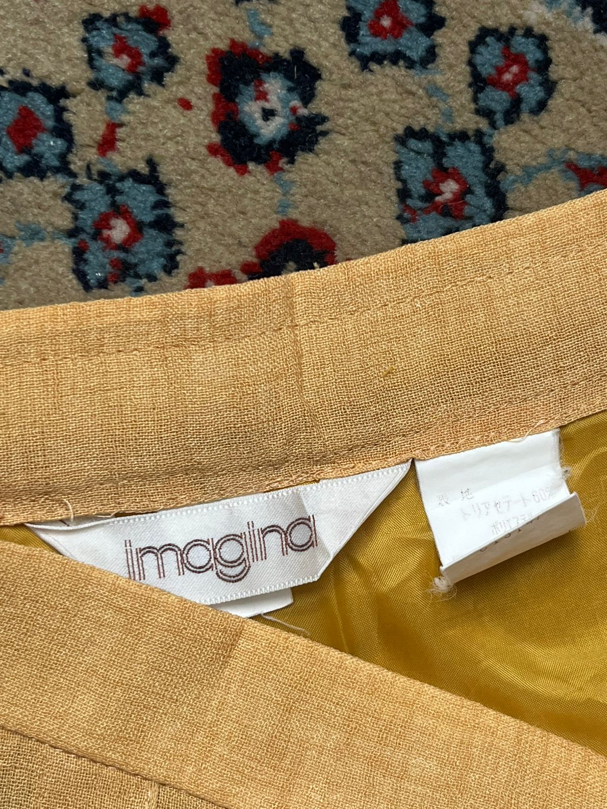 VTG IMAGINA YELLOW Textured Tweed Pleated Skirt - 28