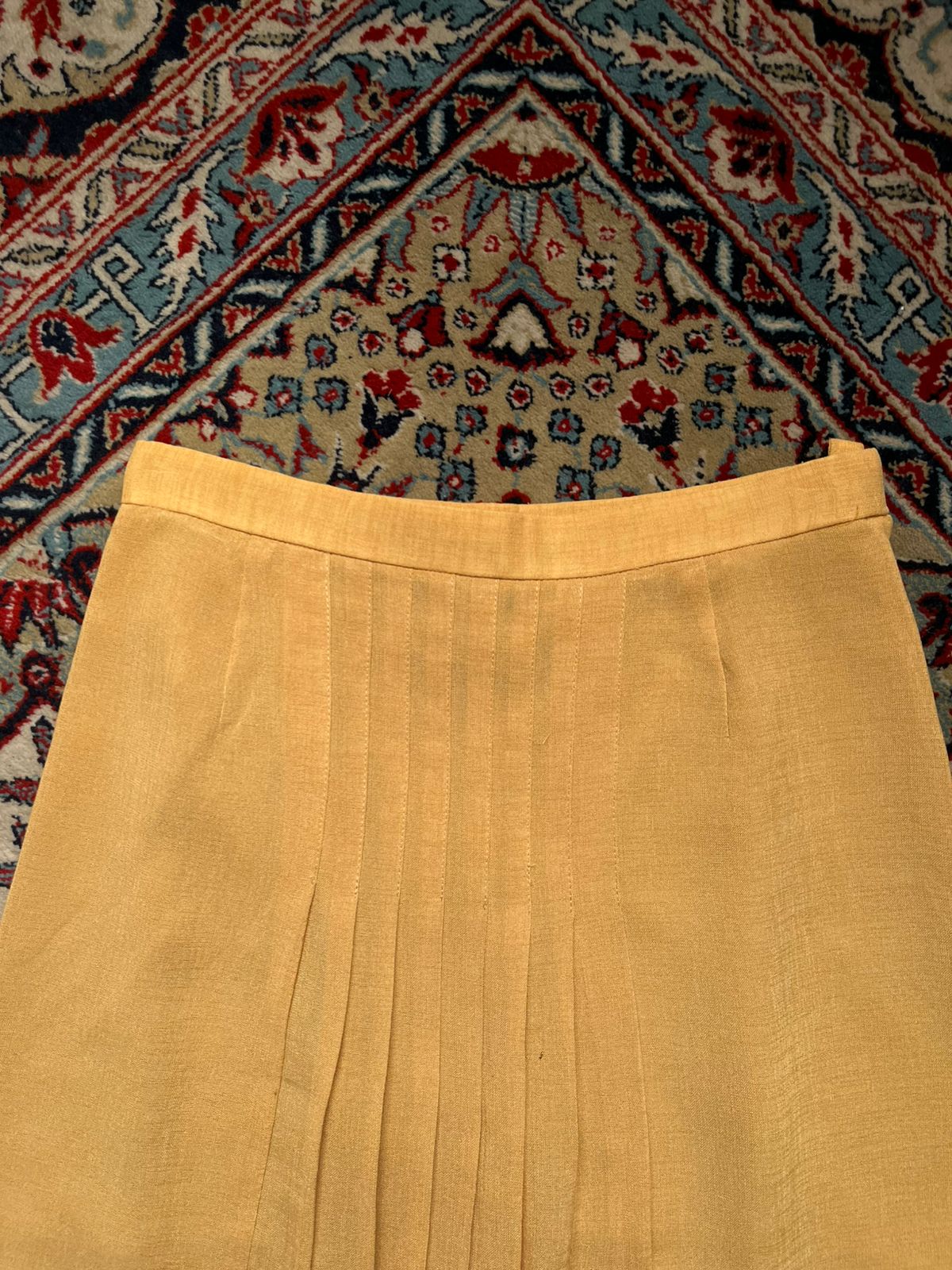 VTG IMAGINA YELLOW Textured Tweed Pleated Skirt - 28