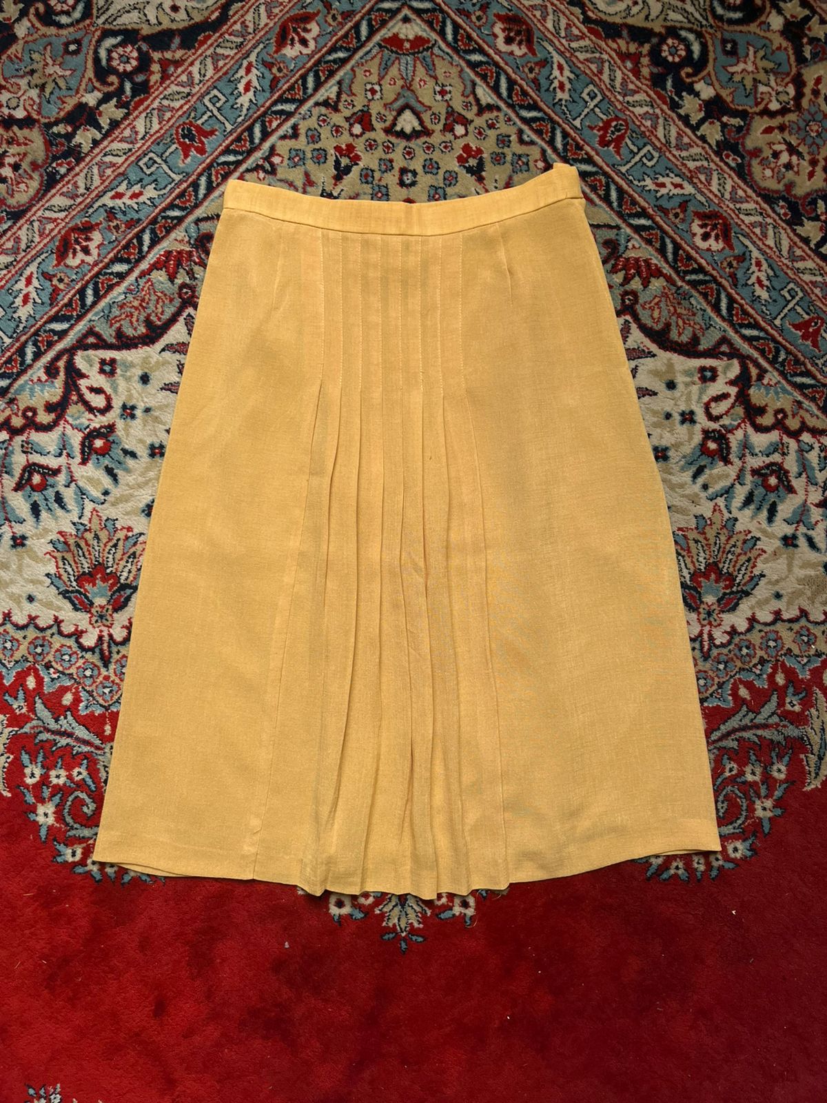 VTG IMAGINA YELLOW Textured Tweed Pleated Skirt - 28
