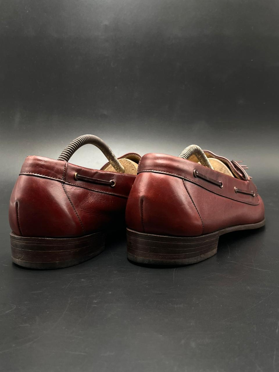 FLORSHEIM IMPERIAL VINTAGE BURGUNDY LEATHER TASSEL KILTIE LOAFERS