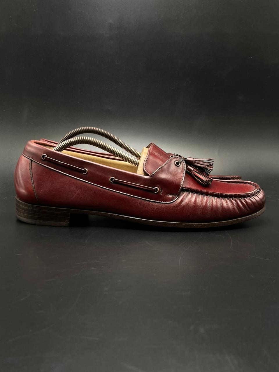 FLORSHEIM IMPERIAL VINTAGE BURGUNDY LEATHER TASSEL KILTIE LOAFERS