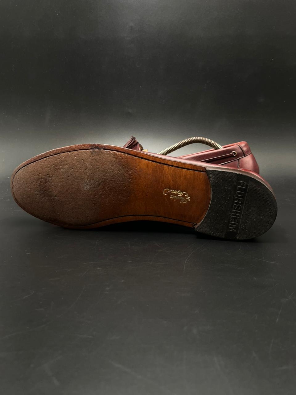 FLORSHEIM IMPERIAL VINTAGE BURGUNDY LEATHER TASSEL KILTIE LOAFERS