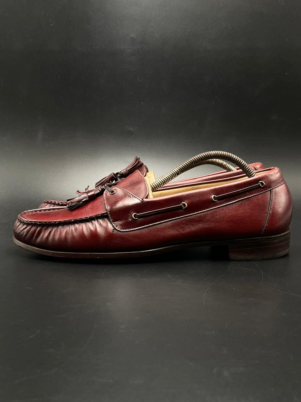 FLORSHEIM IMPERIAL VINTAGE BURGUNDY LEATHER TASSEL KILTIE LOAFERS