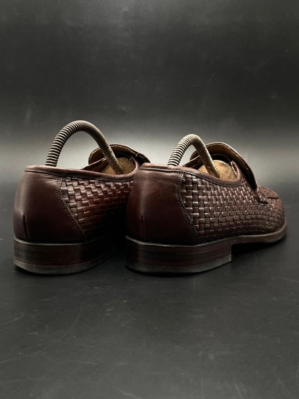 AMBIORIX Belgium Made BROWN WOVEN LEATHER LOAFERS