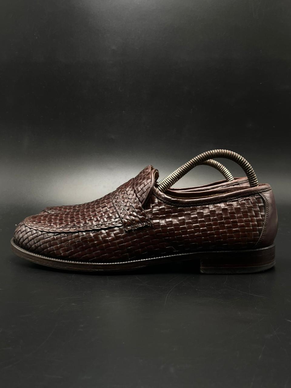 AMBIORIX Belgium Made BROWN WOVEN LEATHER LOAFERS