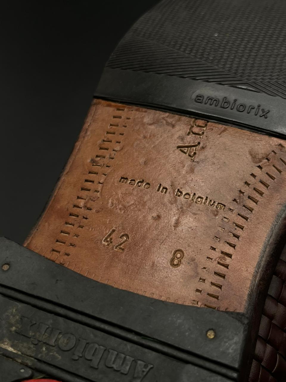 AMBIORIX Belgium Made BROWN WOVEN LEATHER LOAFERS