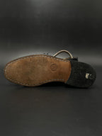 PASSO UOMO ITALY BLACK WOVEN LEATHER MONK STRAP DRESS SHOES