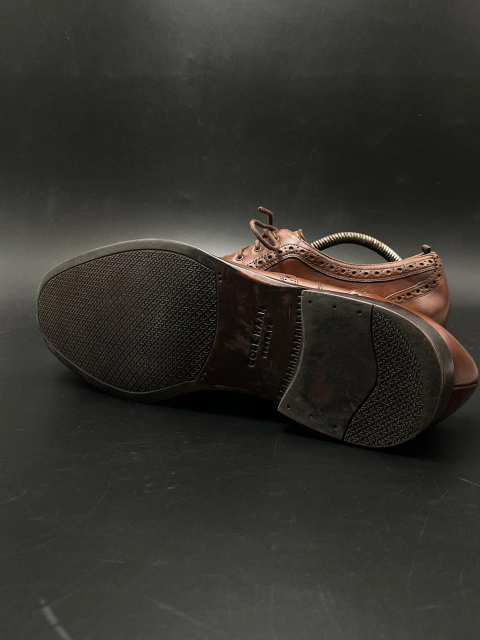 COLE HAAN GRANDOS BROWN LEATHER WINGTIP BROGUE DERBY DRESS SHOES