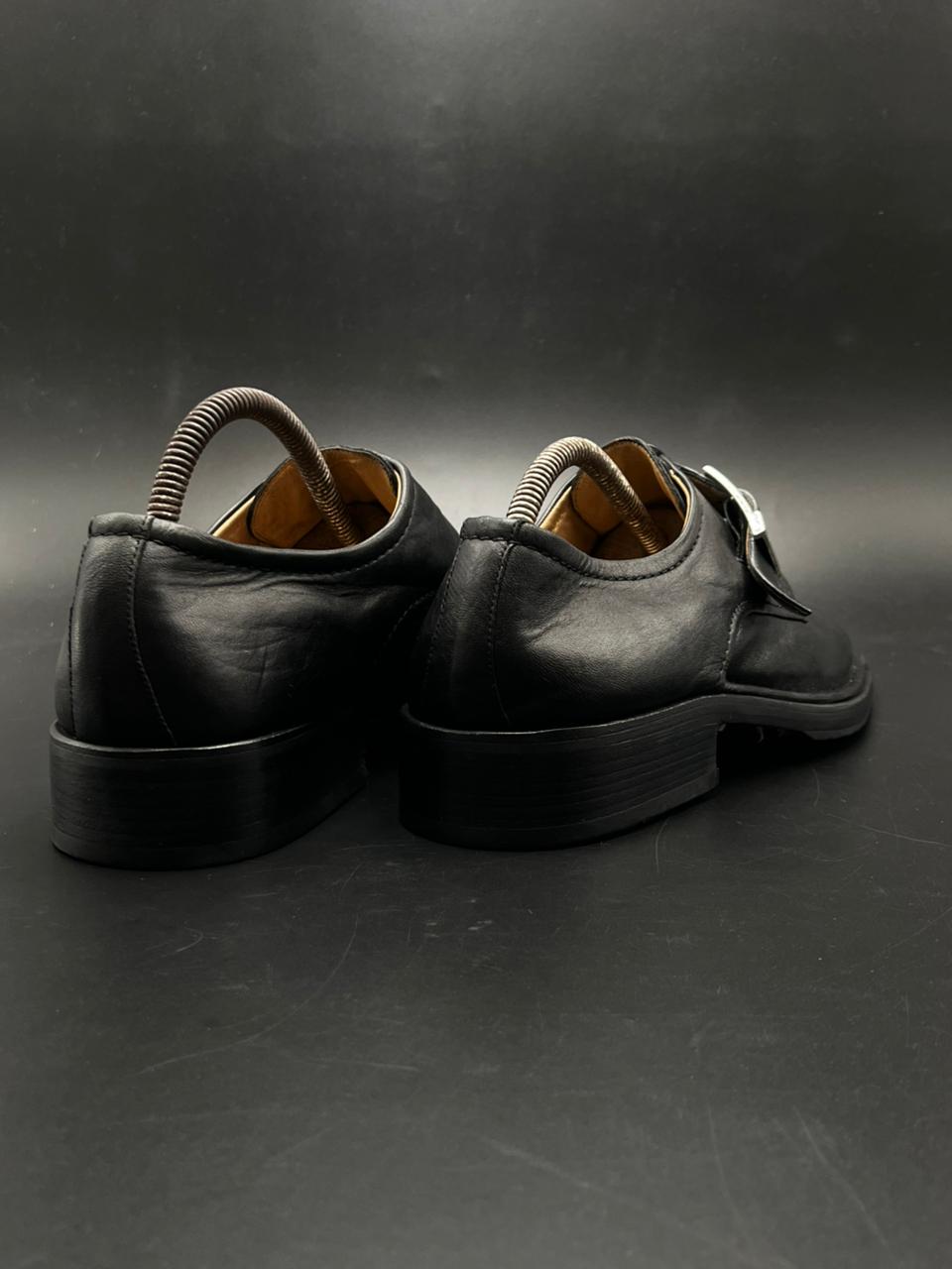 BALLY BLACK LEATHER SQUARE TOE SINGLE MONK STRAP Loafers